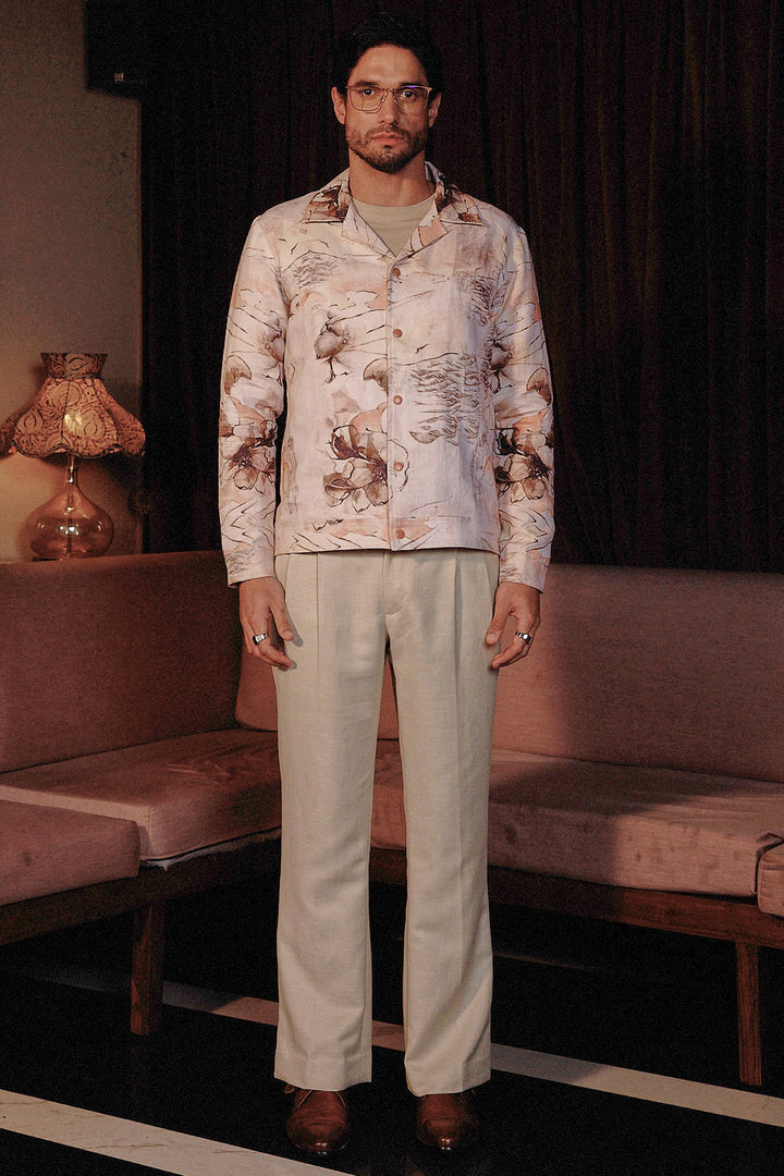 Petal Whisper Printed Linen Shacket