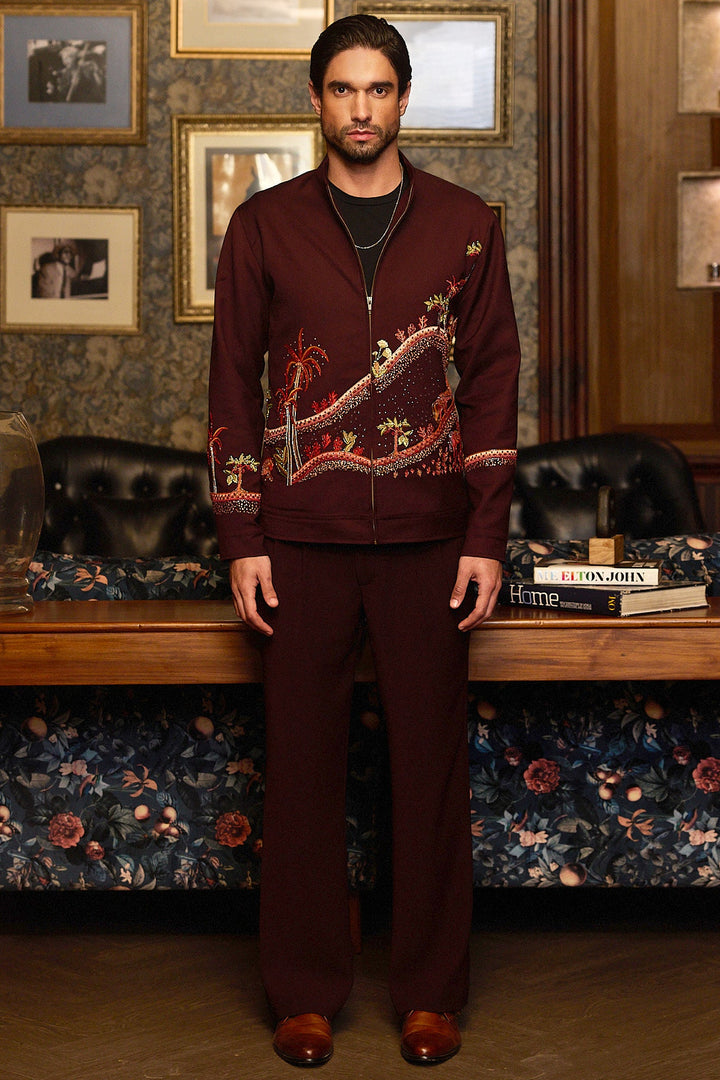 Tropical Reign Embroidered Embellished Bomber Jacket