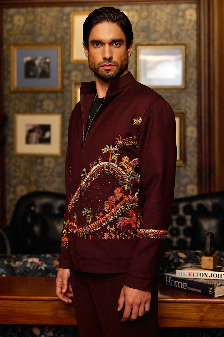 Tropical Reign Embroidered Embellished Bomber Jacket