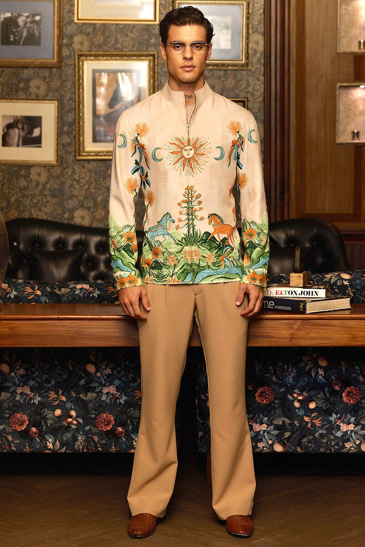 Celestial Rider Printed Bomber Jacket