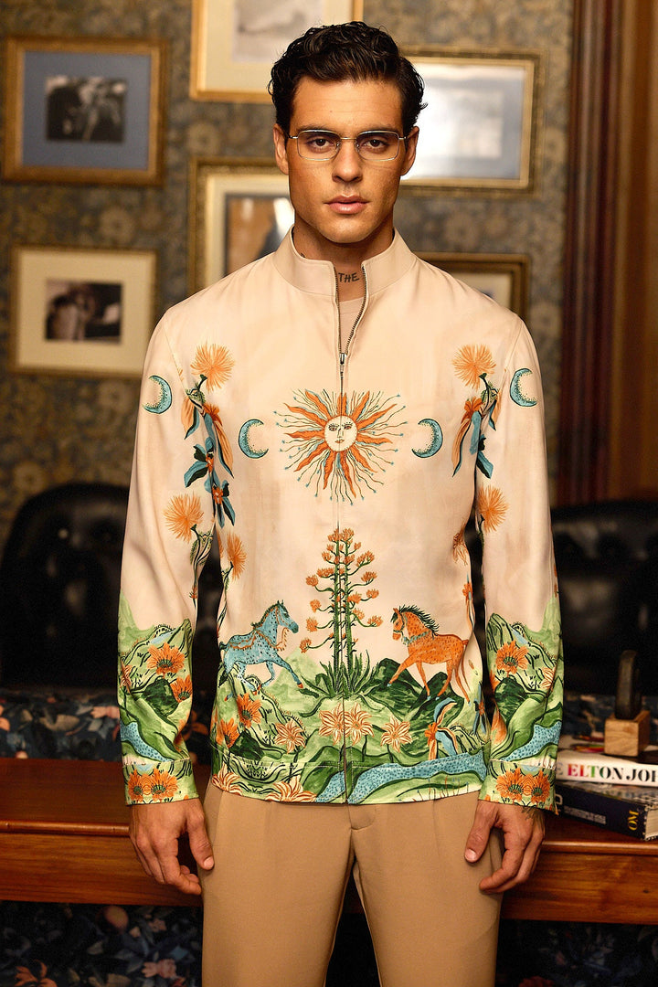 Celestial Rider Printed Bomber Jacket