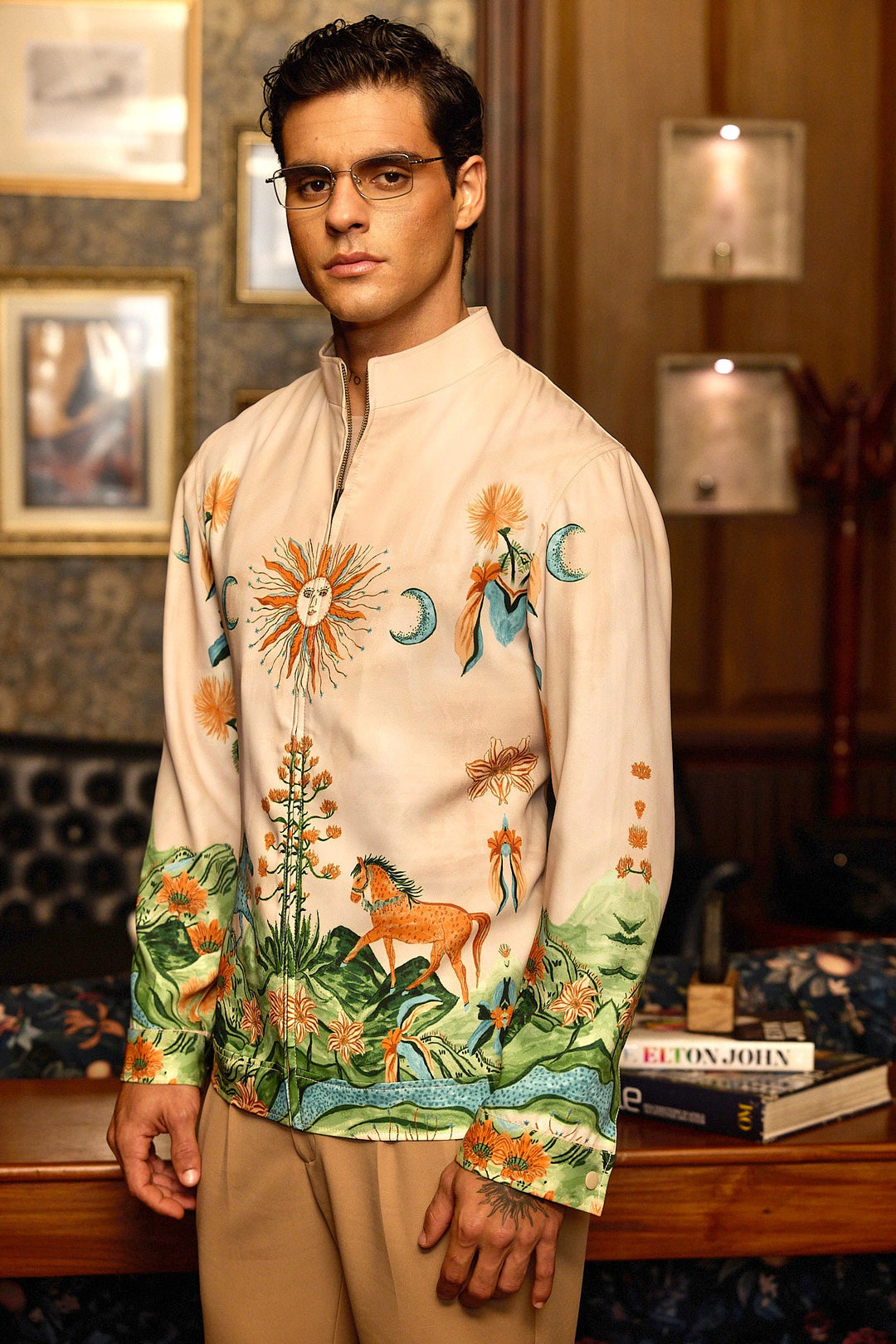 Celestial Rider Printed Bomber Jacket