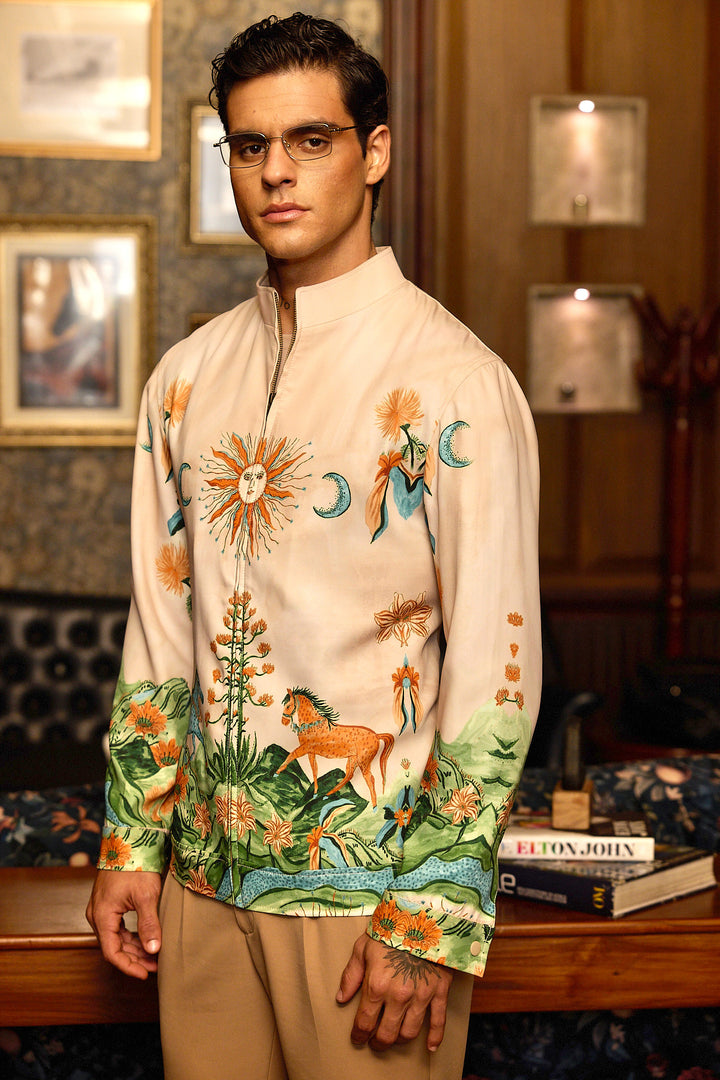 Celestial Rider Printed Bomber Jacket