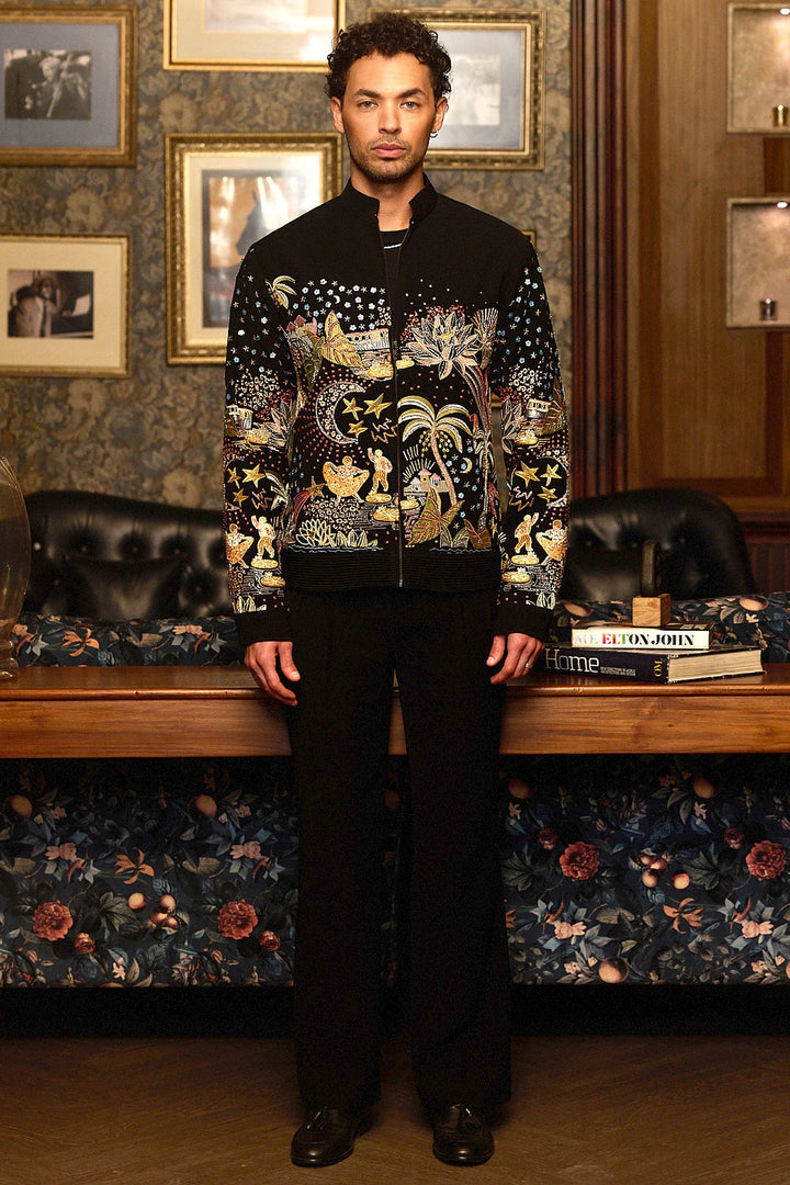 Riteish Deshmukh in Midnight Odyssey Multi-Embellished Bomber Jacket