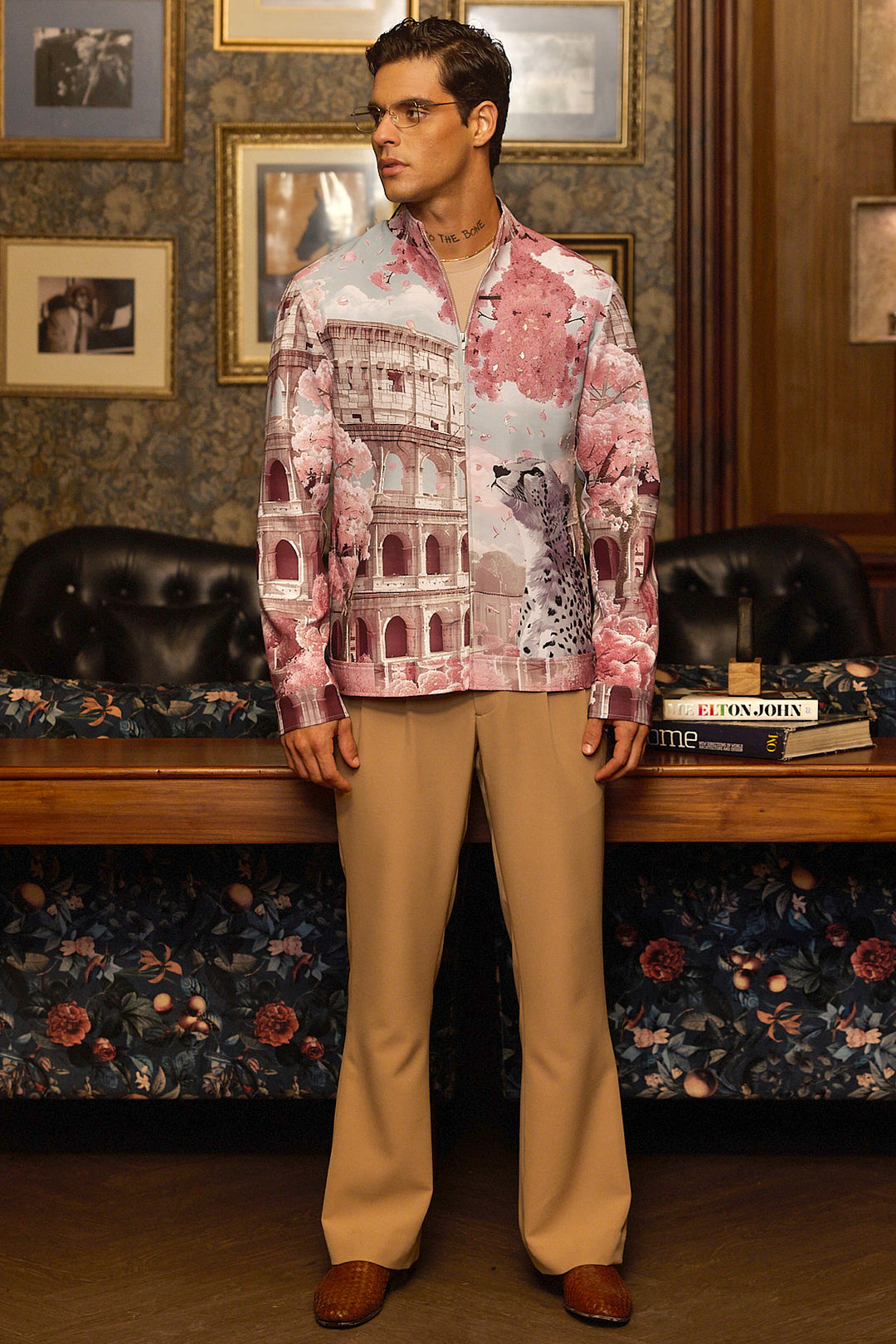 Roman Bloom Print Hand Embroidered Shacket