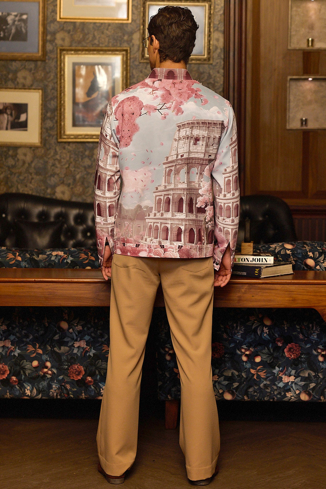 Roman Bloom Print Hand Embroidered Shacket