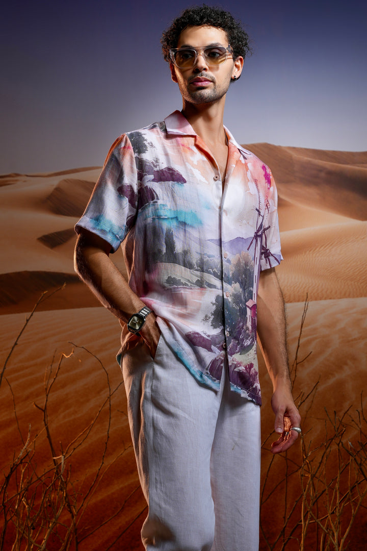 Portofino Sunset Linen Cuban Shirt