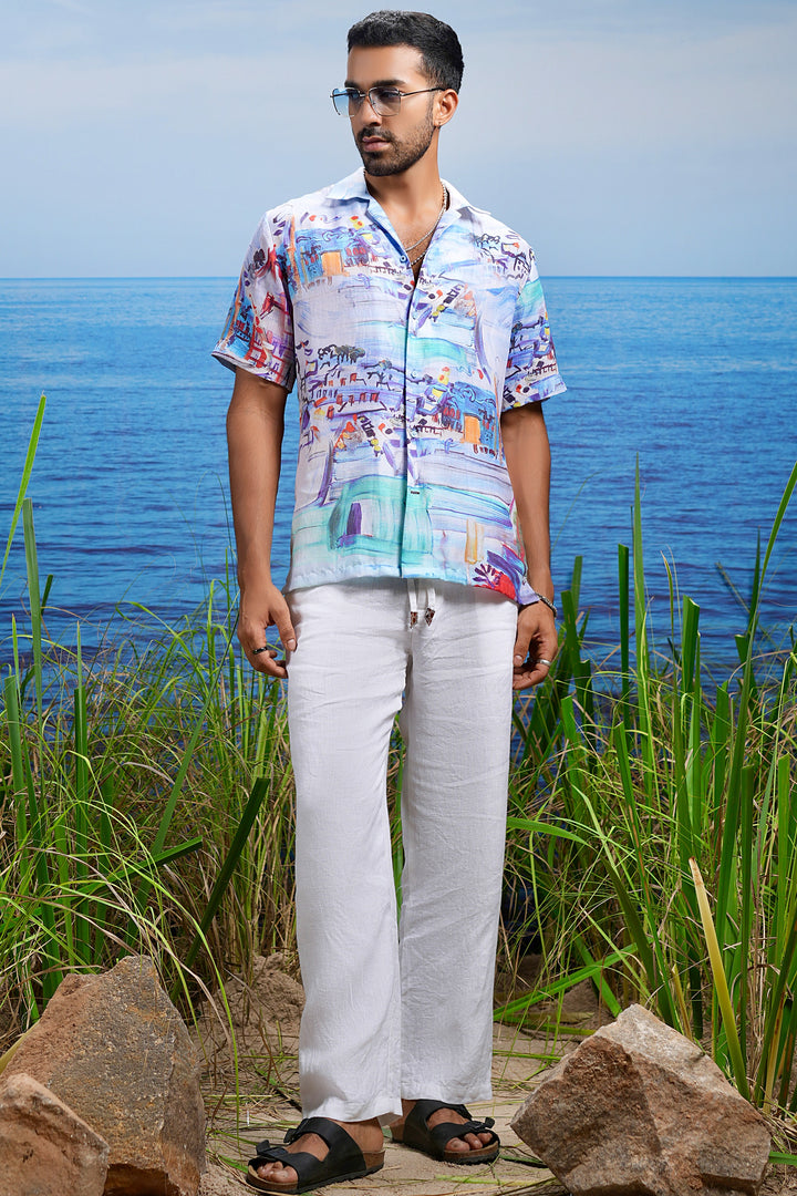 Amalfi Vista Linen Cuban Shirt