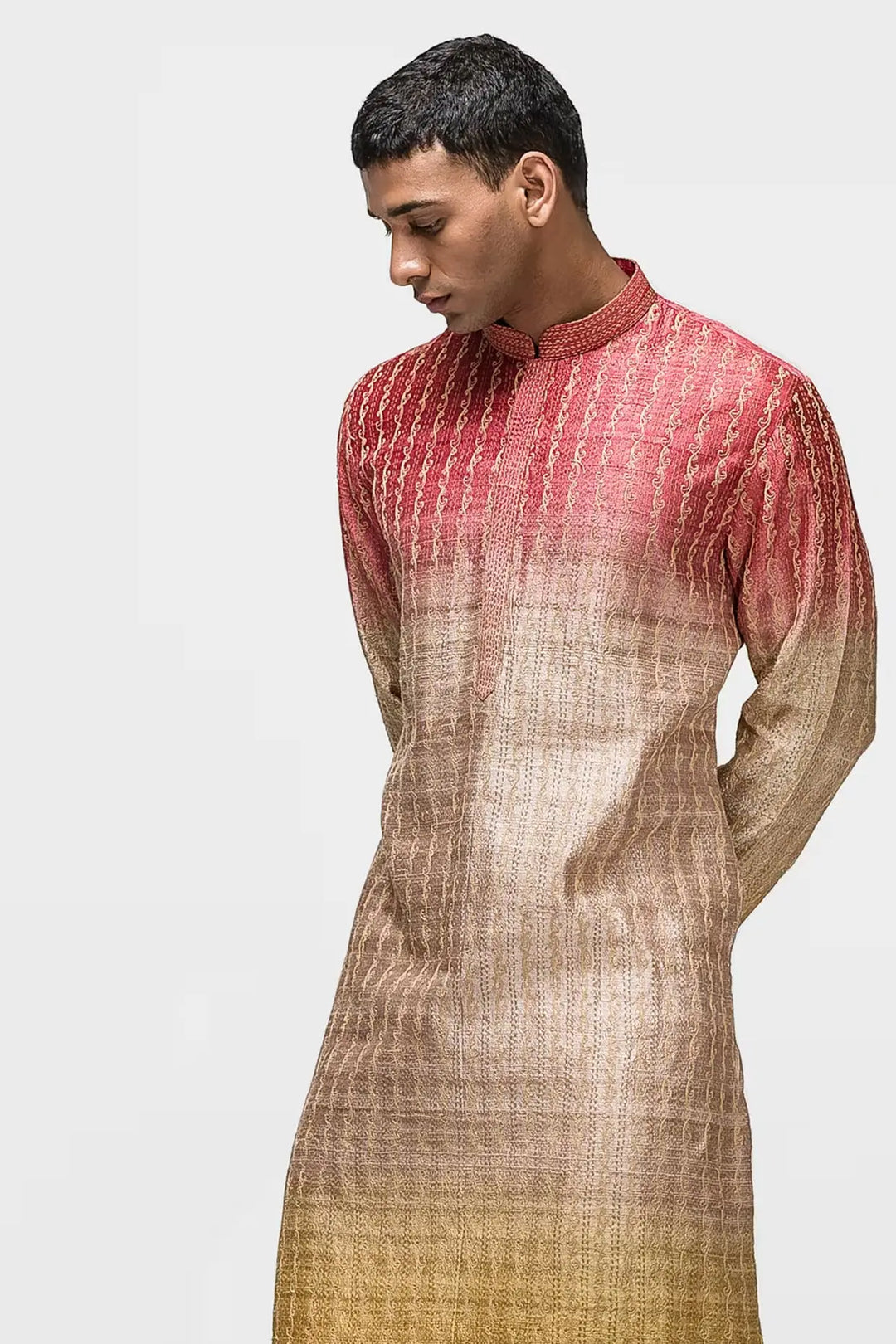 Best Price Ombre Dyed Thread Embroidery Kurta 