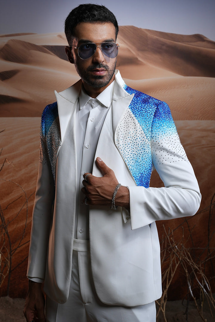 Blue Ice Swarovski Ceremonial Suit: Shop Now for Quality & Elegance