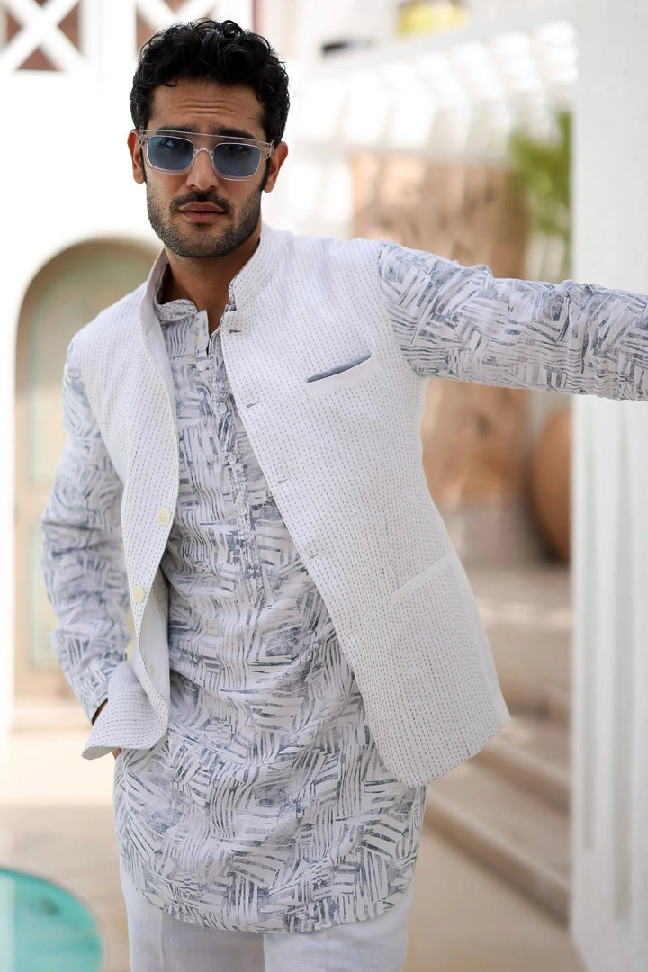 Buy Ajrakh Block Printed Kurta Bundi Set Online