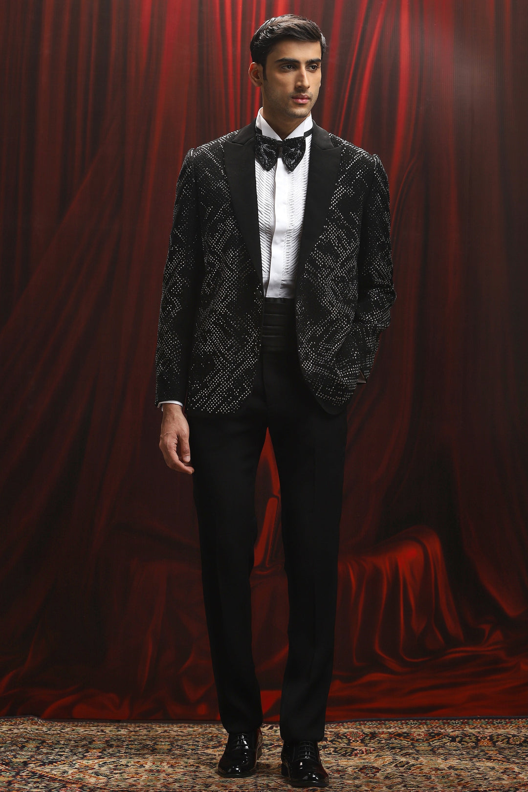 Buy Black Galactic Vice Embroidered Tuxedo Set Online