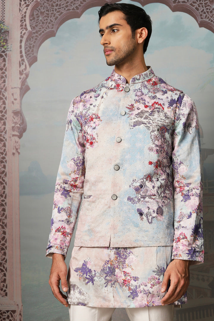 Buy Garden Euphoria Embroidered Kurta Bundi Set