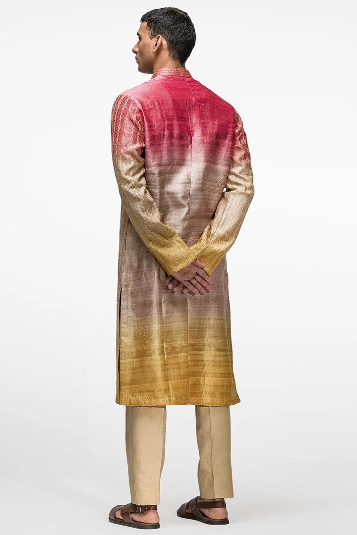 Buy Ombre Dyed Thread Embroidery Kurta