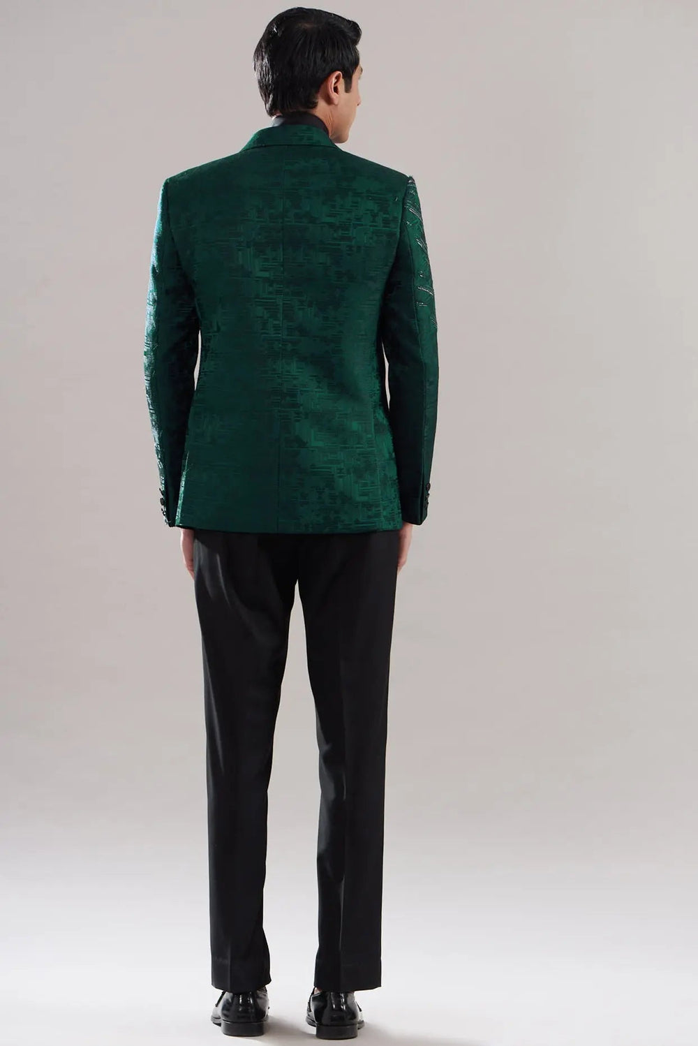 Buy Teal Jacquard Hand Embroidered Tuxedo - Affordable Quality Online