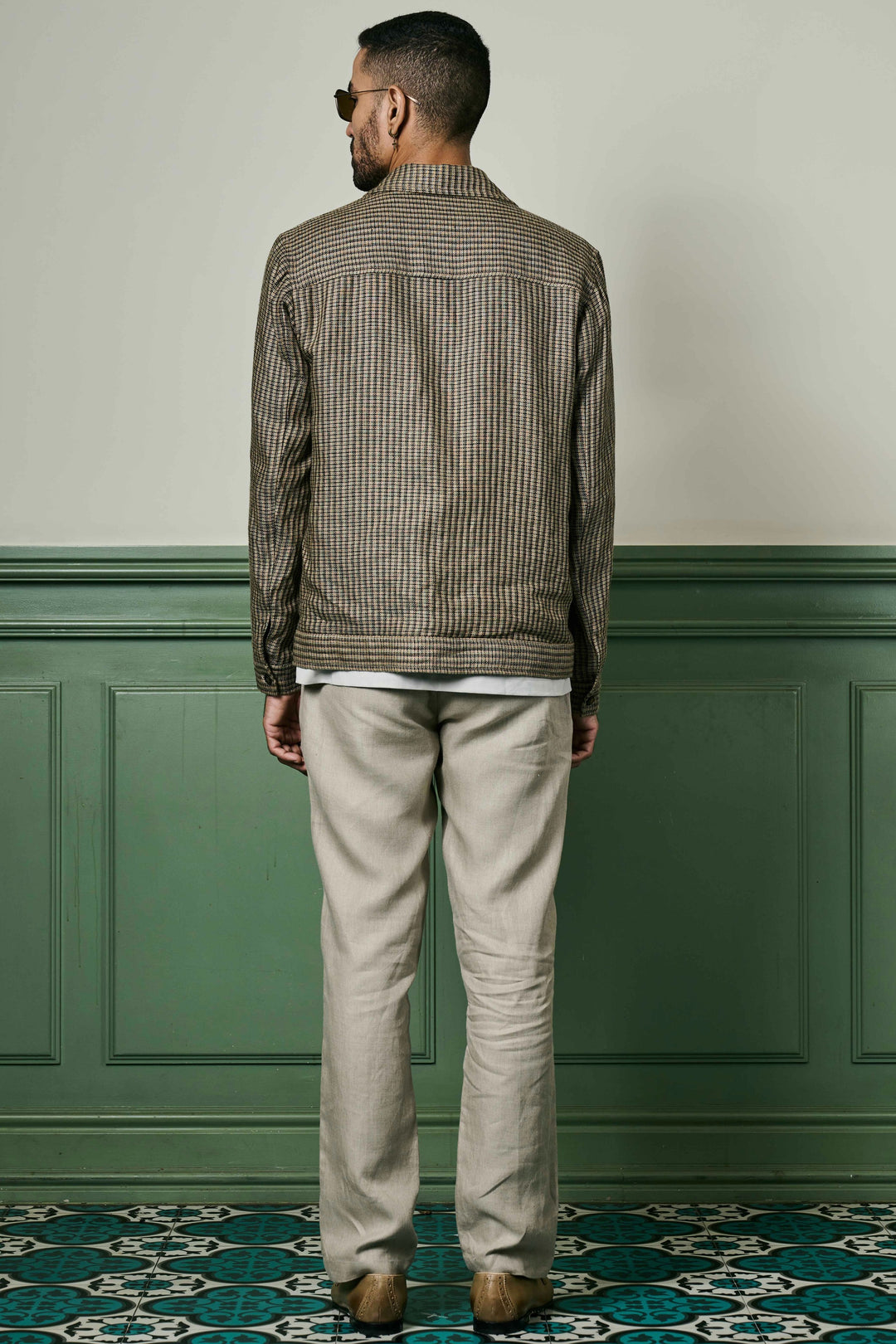 Buy the Best Brown Houndstooth Linen Jacket with Fast Delivery.