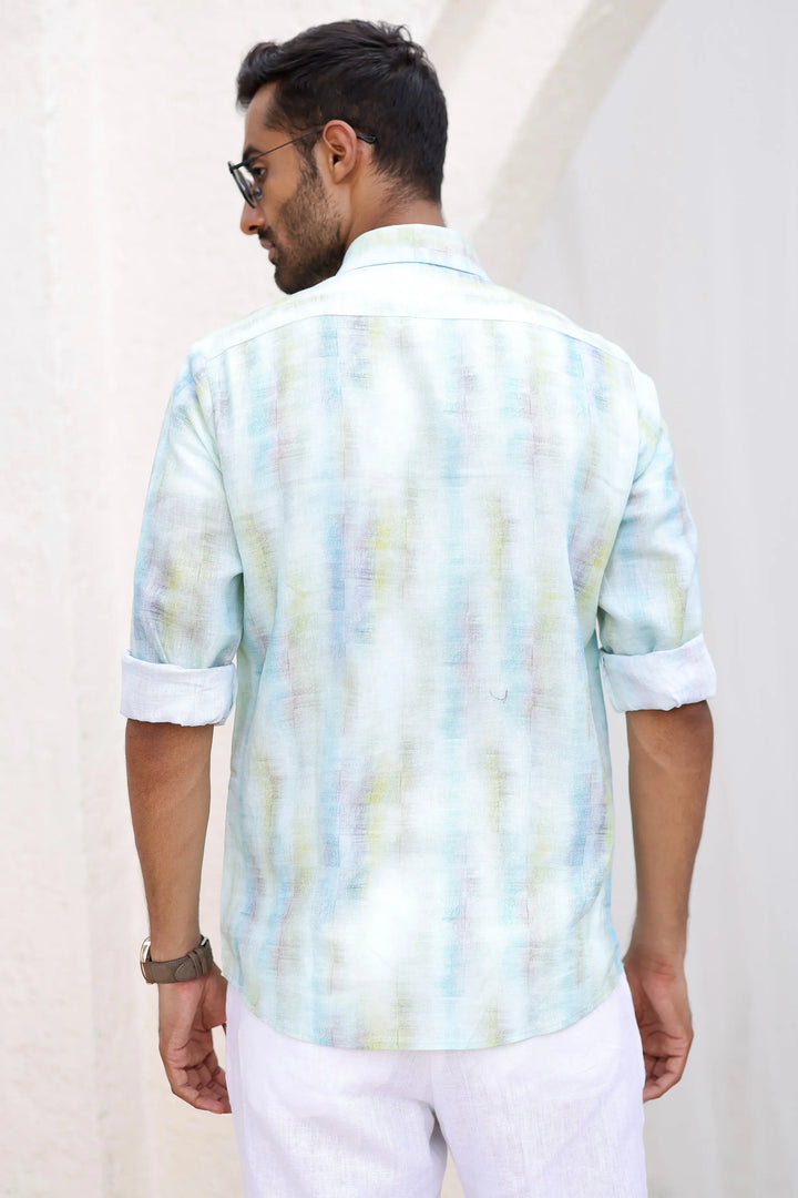 Blue-Green Abstract Print Shirt - Asuka Couture