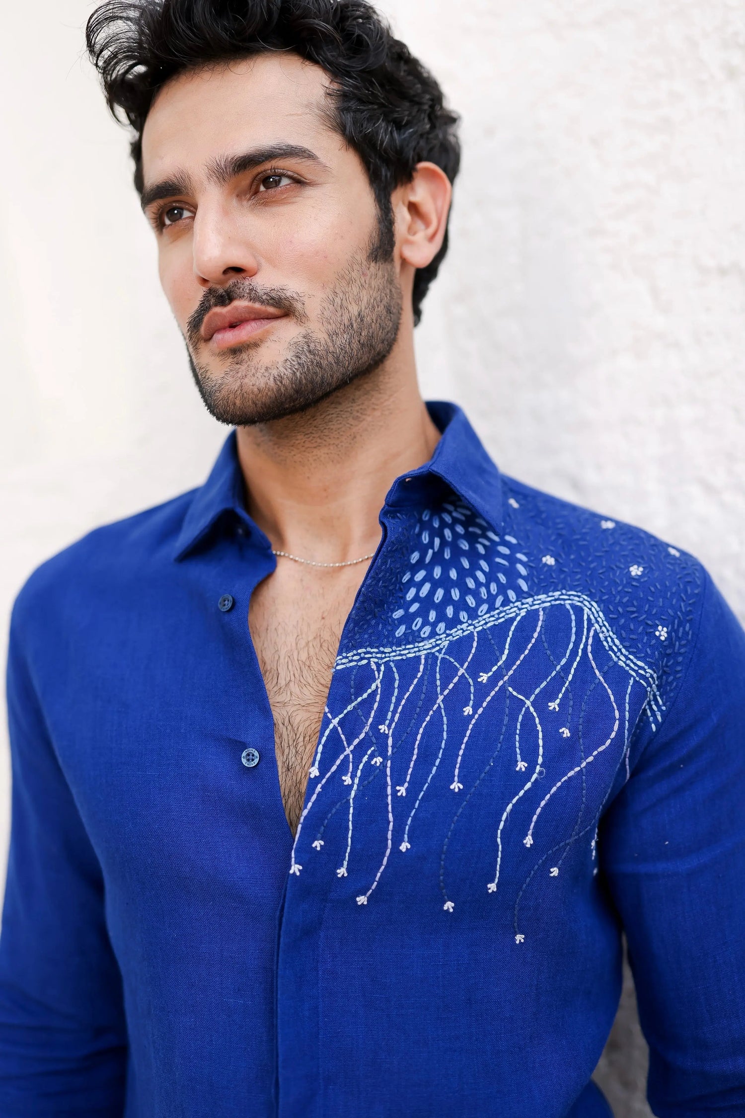 Ultramarine Blue Embroidered Shirt