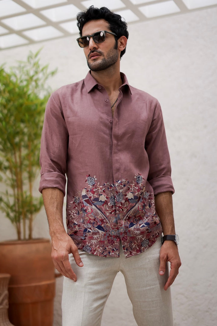 Cherry Multicolored Botanical Embroidery Shirt