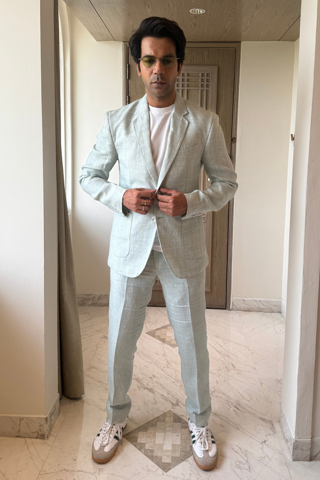 Rajkummar Rao in Green Windowpane Check Blazer Set