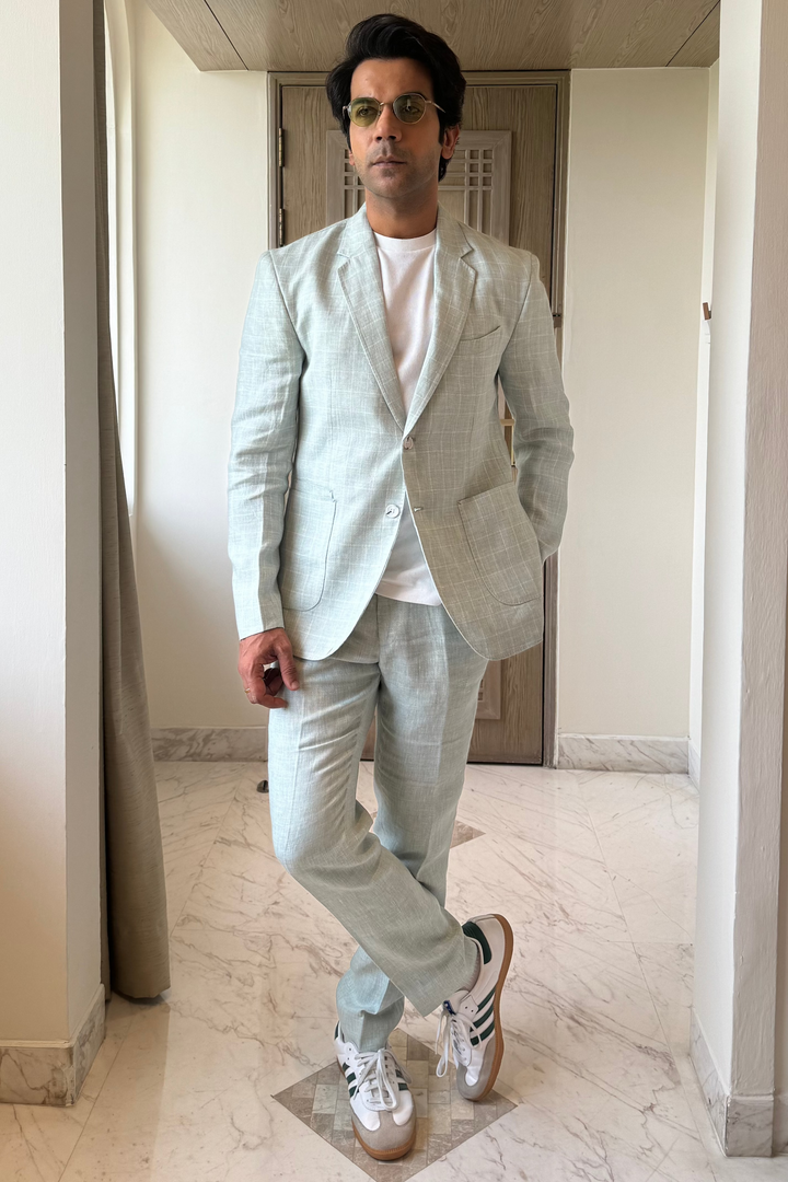 Rajkummar Rao in Green Windowpane Check Blazer Set