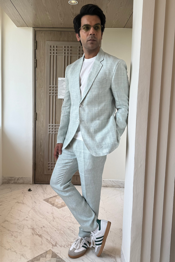 Rajkummar Rao in Green Windowpane Check Blazer Set