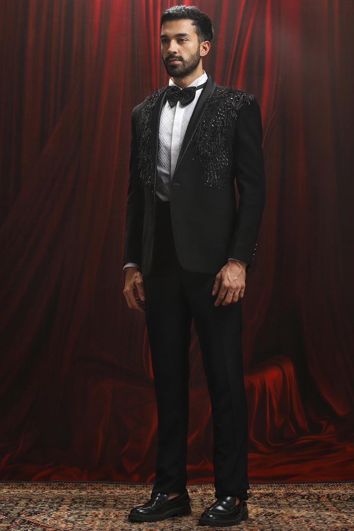 Noir Majesty Embroidered Tuxedo Set