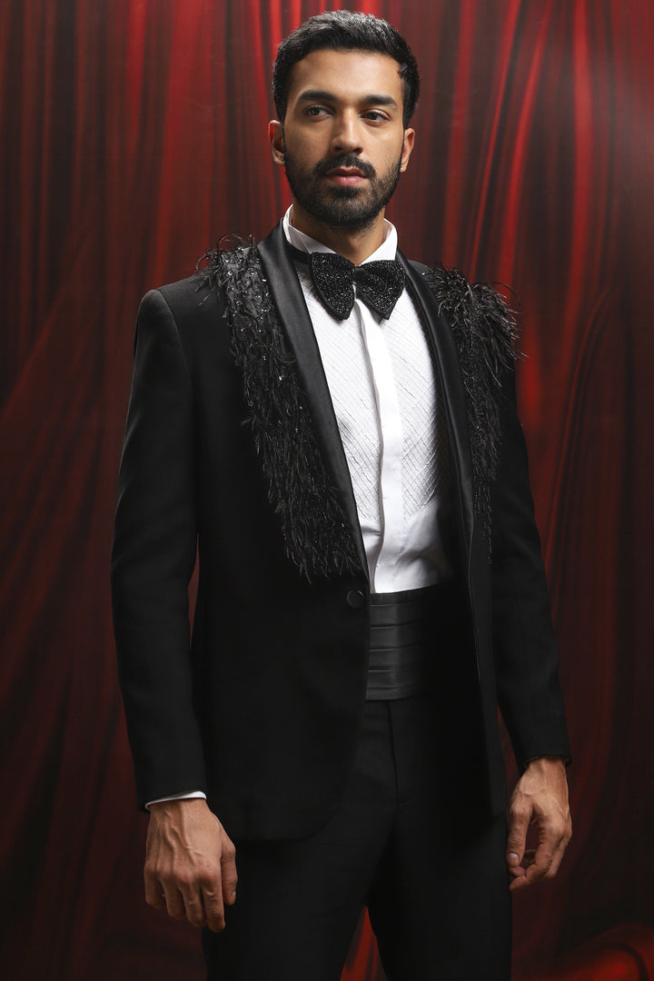 Noir Majesty Embroidered Tuxedo Set