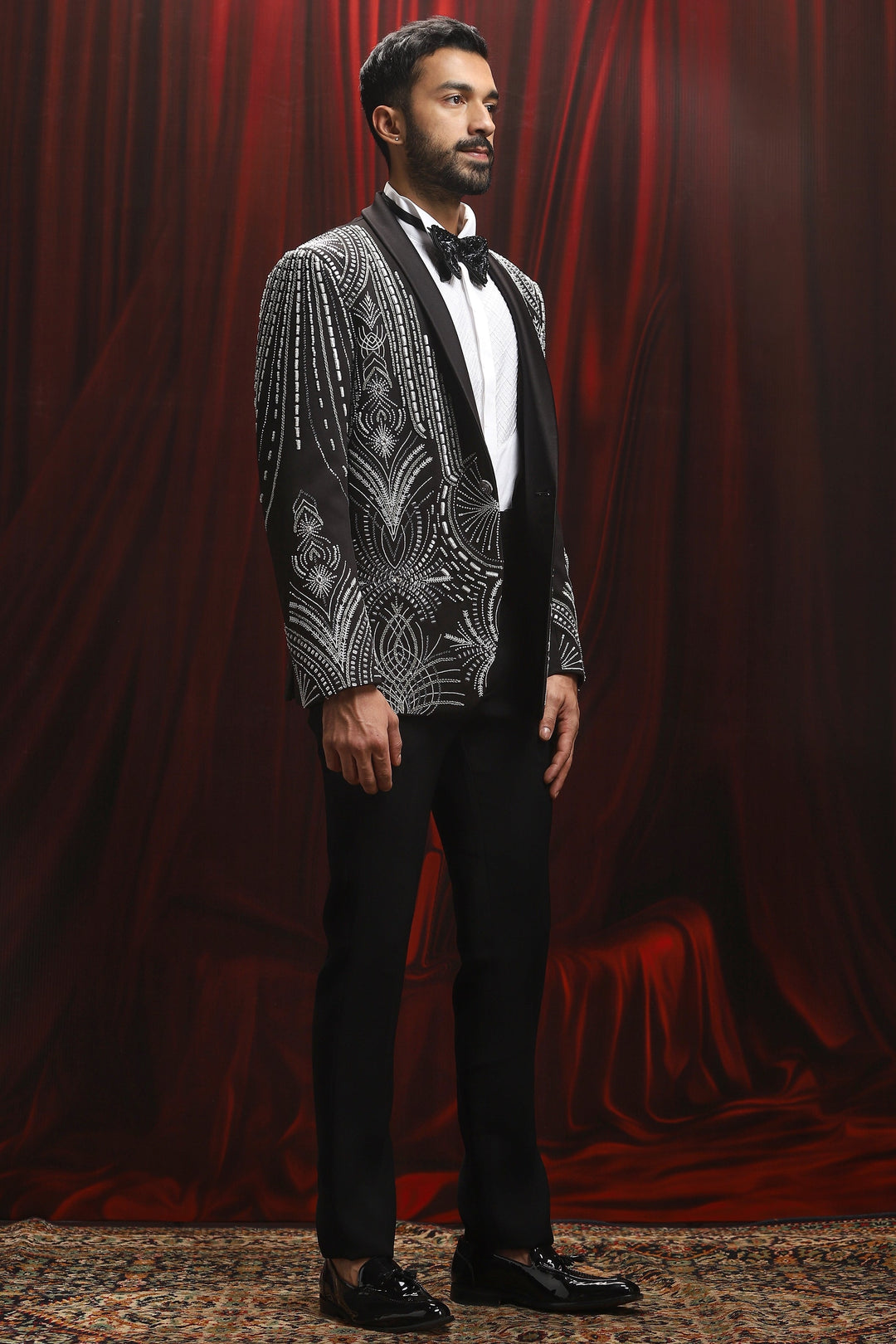 Mystic Obsidian Embroidered Tuxedo Set