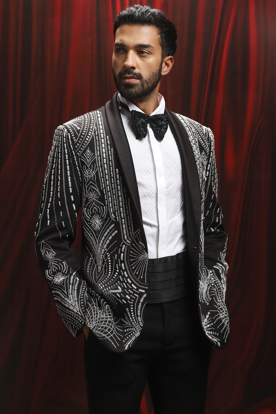 Mystic Obsidian Embroidered Tuxedo Set