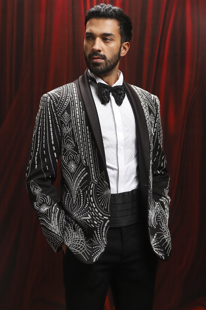 Mystic Obsidian Embroidered Tuxedo Set
