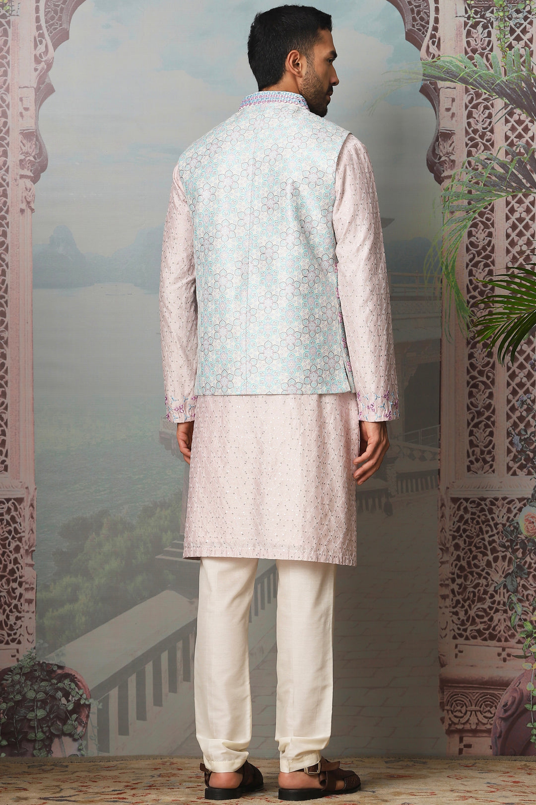 Petal Meadow Mirror Embroidered Kurta Bundi Set