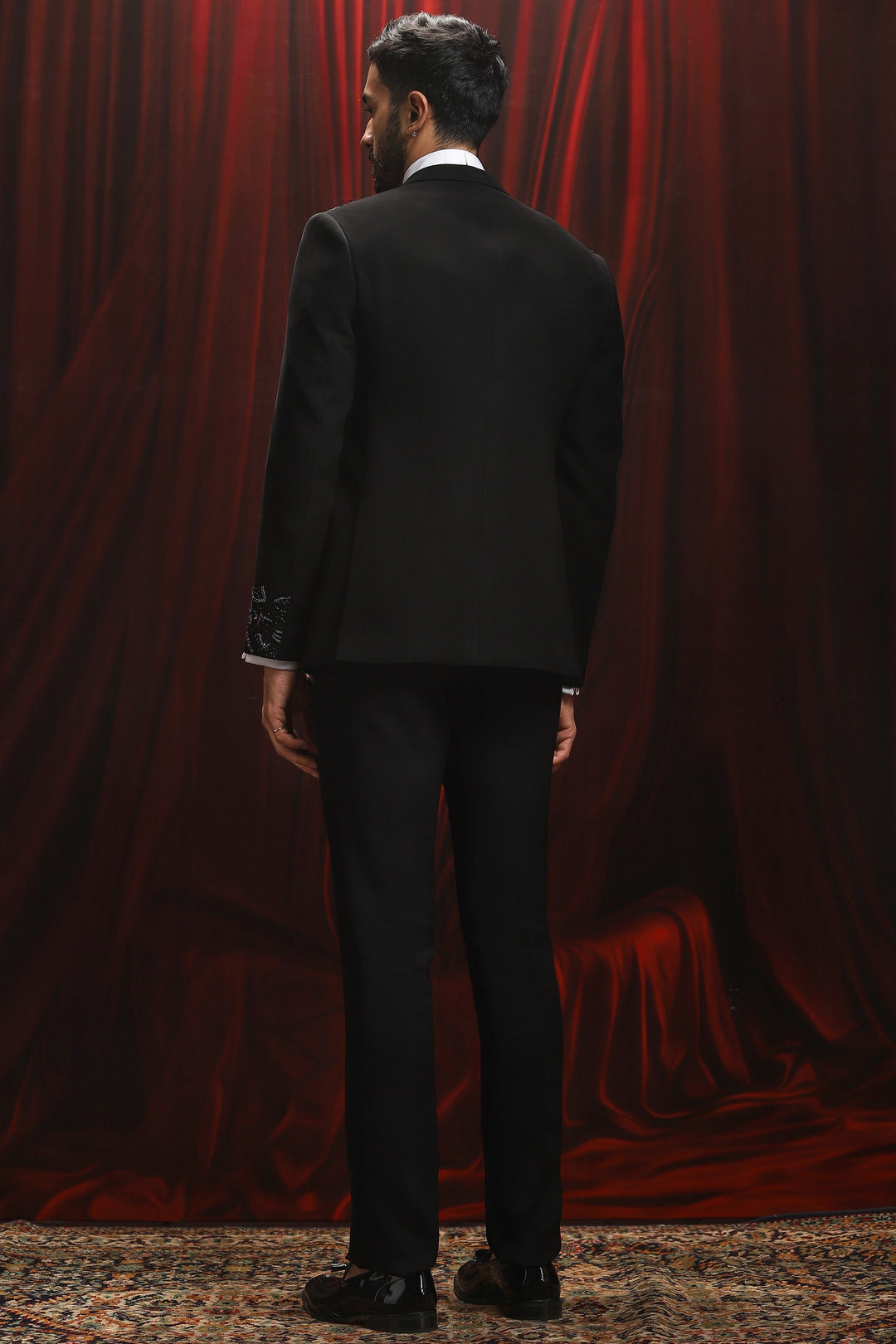 Black Stardust Arbor Embroidered Tuxedo Set