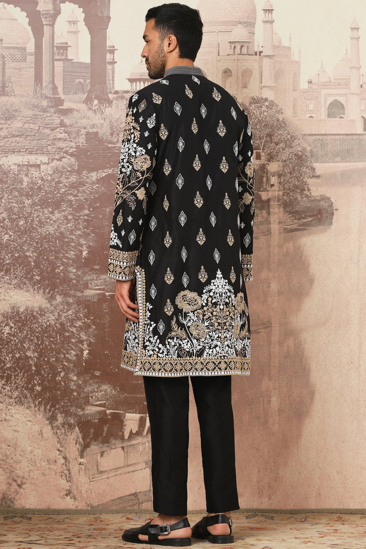 Black Floraison Dori Embroidered Kurta Set