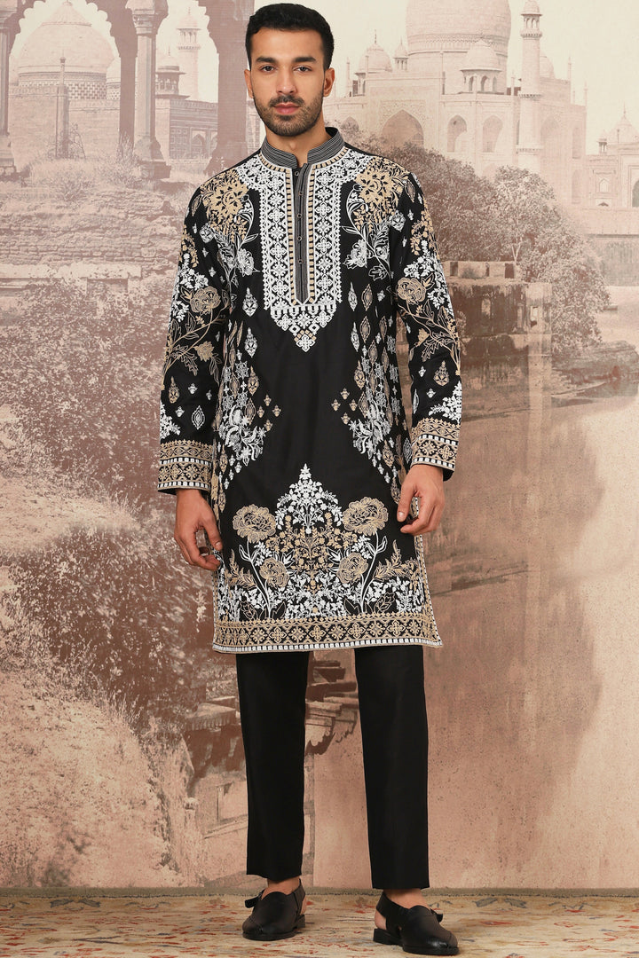 Shiv Thakare in Black Floraison Dori Kurta Set