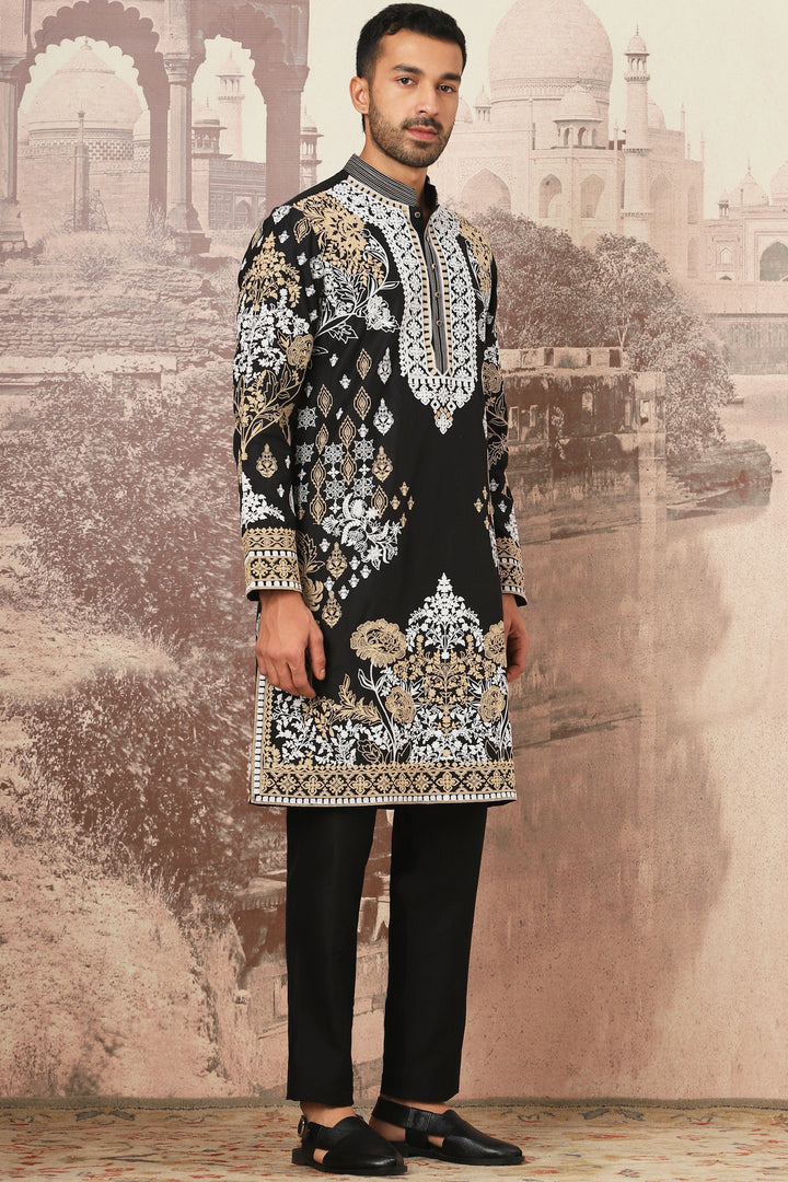 Black Floraison Dori Embroidered Kurta Set