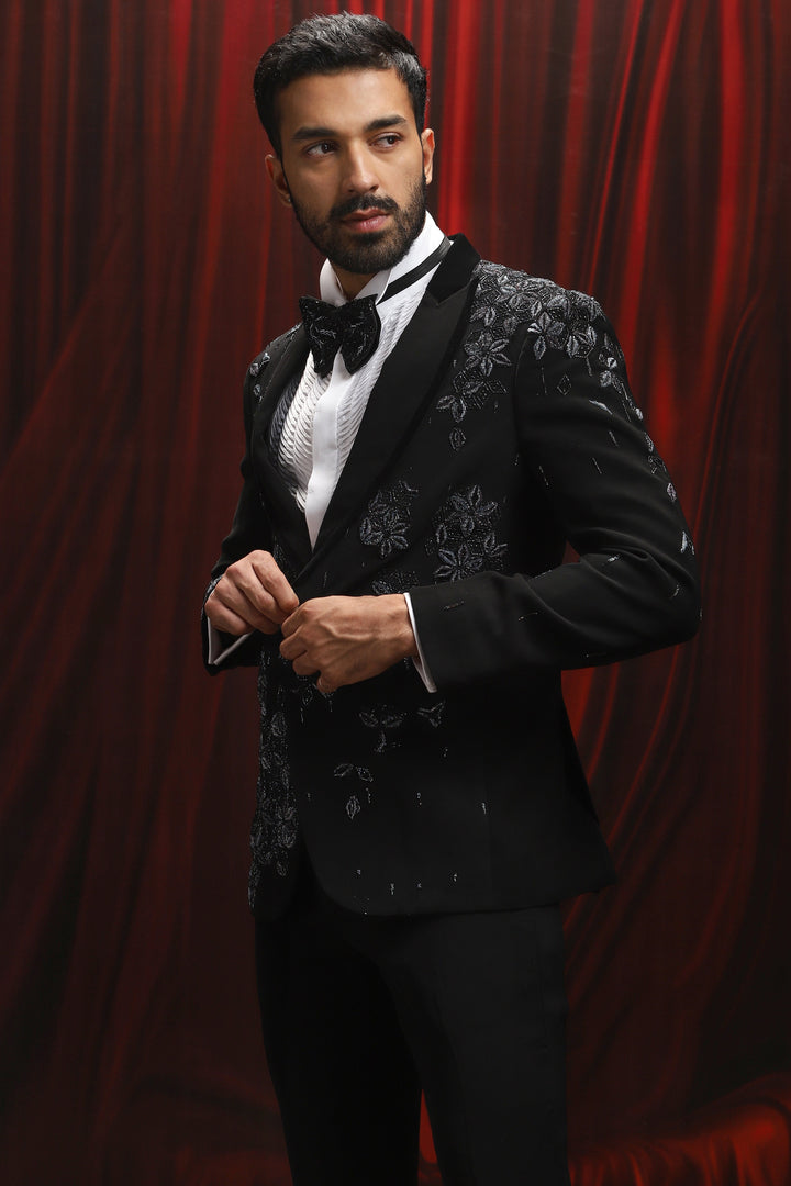 Black Dahlia Embroidered Tuxedo Set