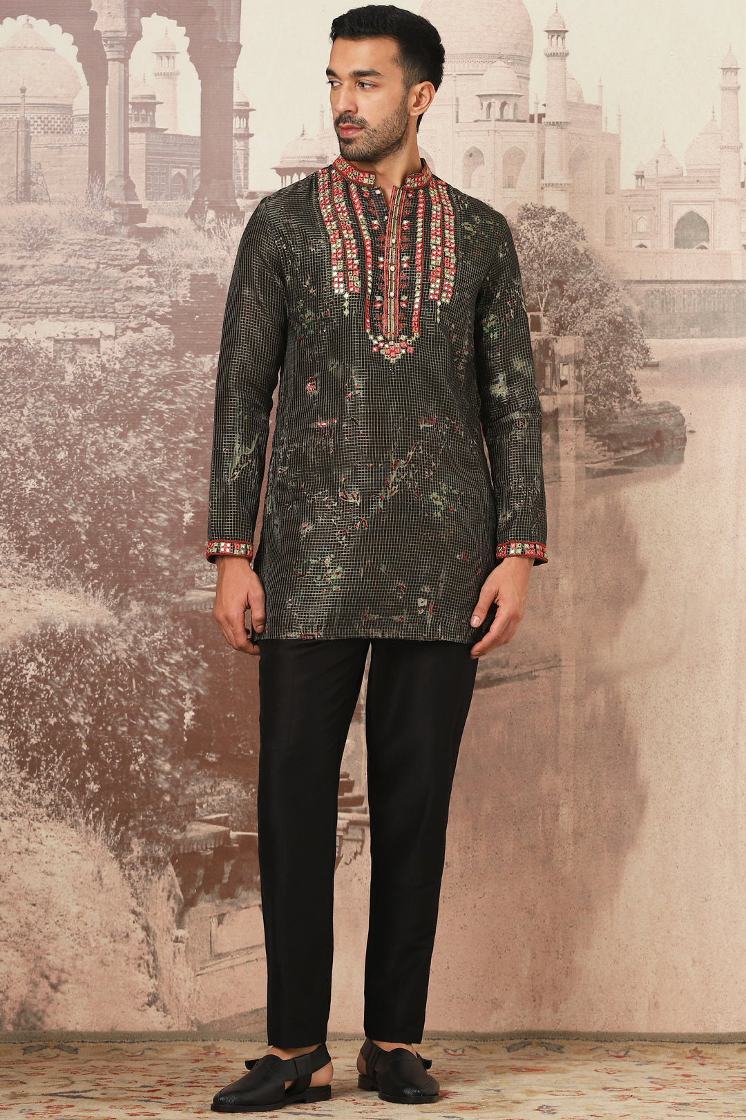 Forest Glimmer Mirror and Sequins Embroidered Kurta Set