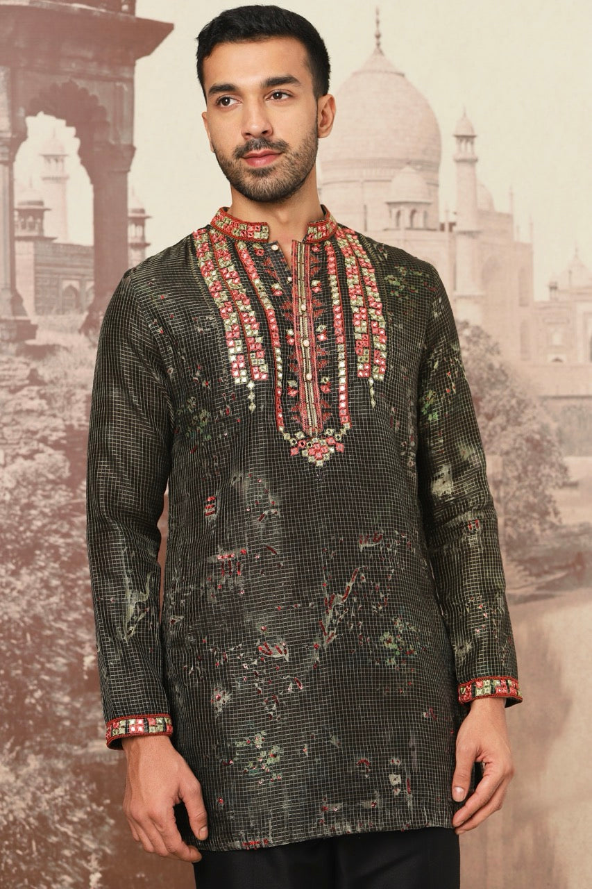 Forest Glimmer Mirror and Sequins Embroidered Kurta Set