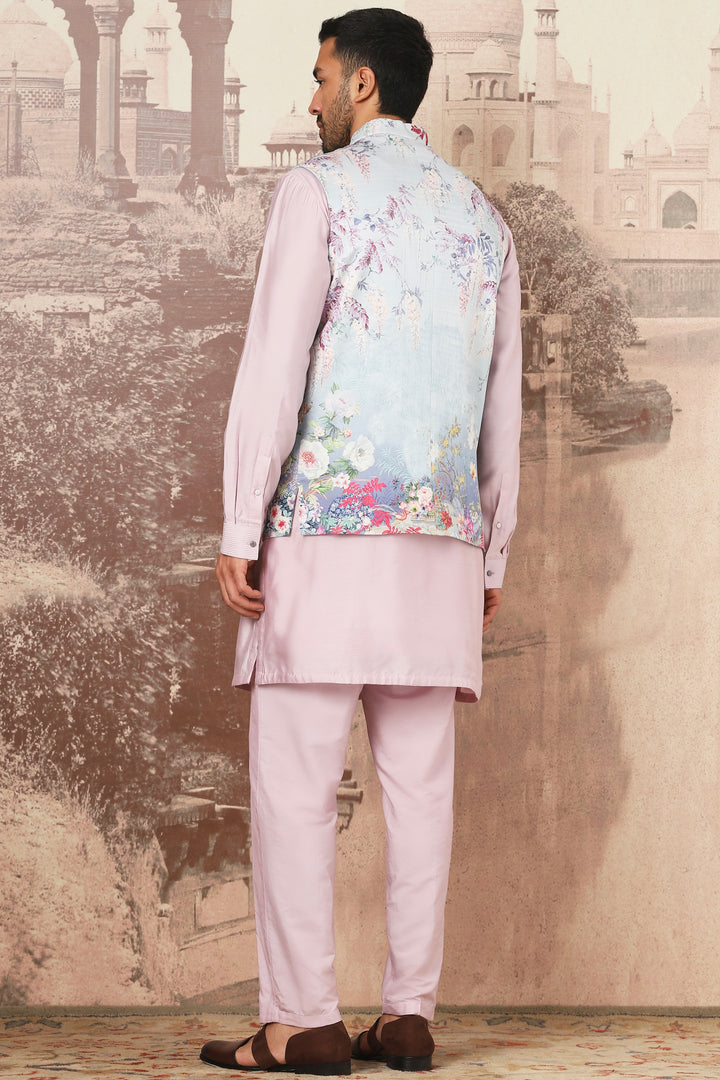 Floral Meadow Embroidered Kurta Bundi Set