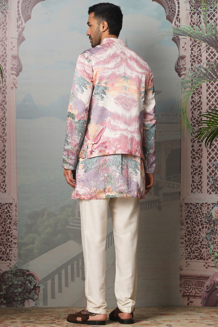 Floral Dream Printed Embroidered Kurta Bundi Set