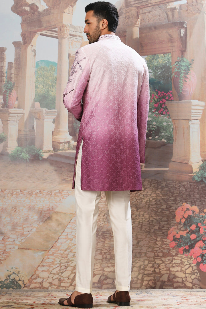 Lavender Ombre Embroidered Indo-Western Set