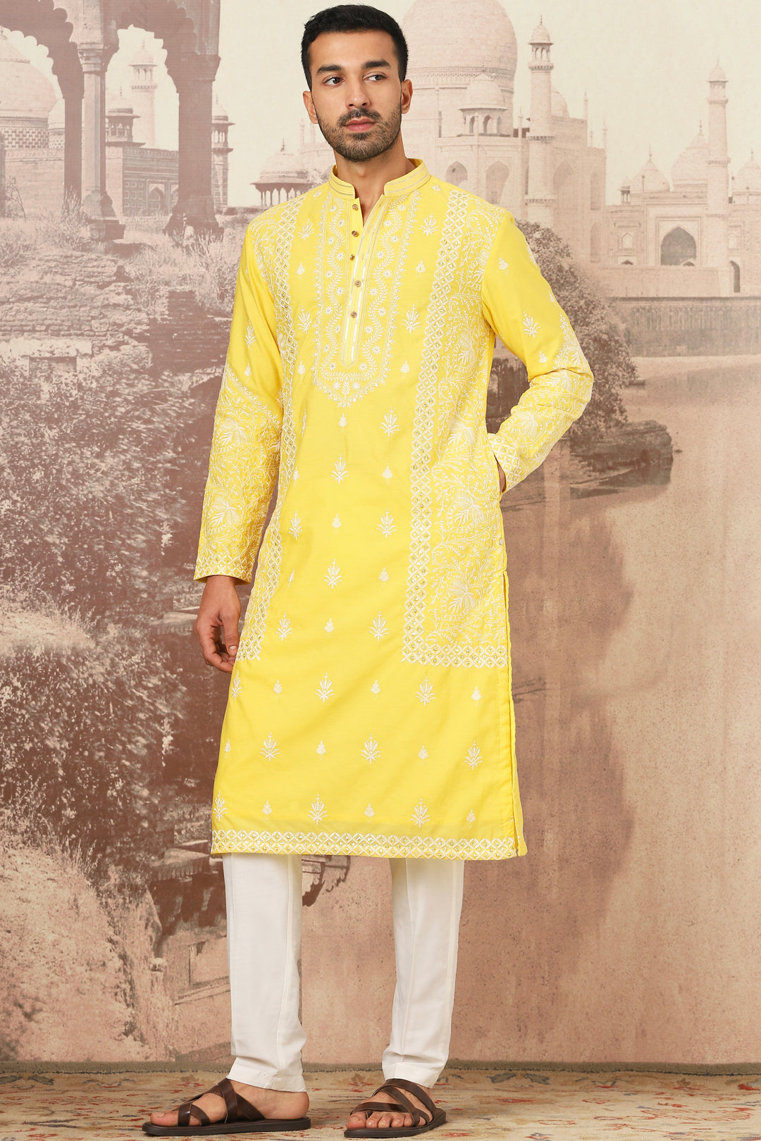 Yellow Dahlia Sequin Embroidered Kurta Set