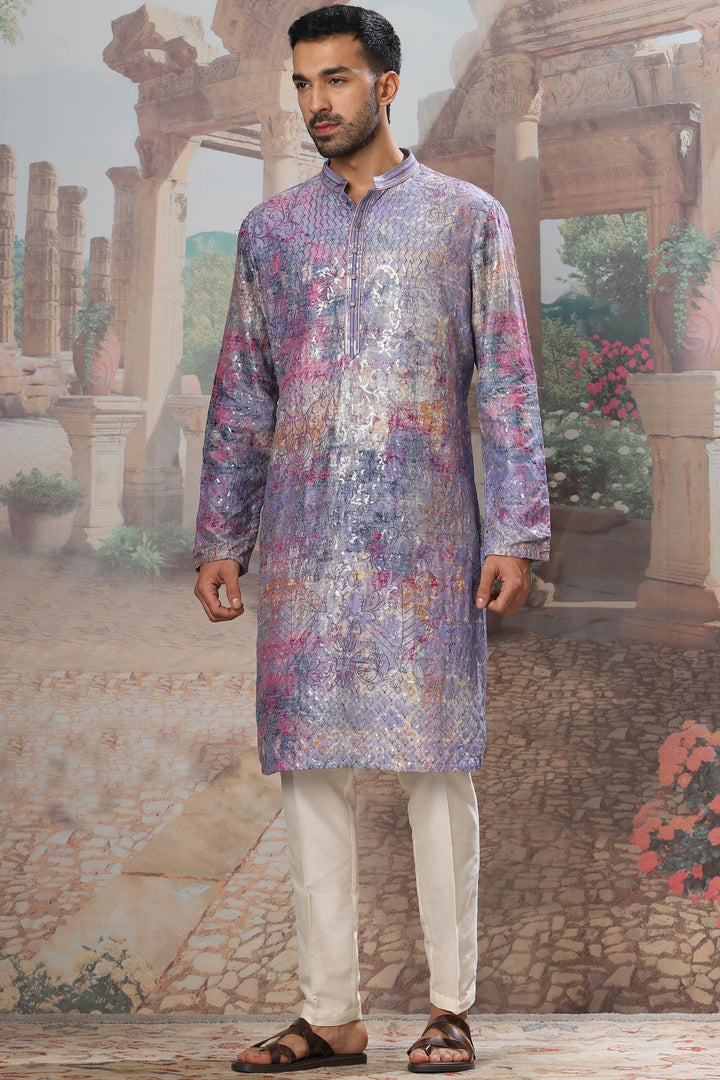 Lavender Aurora Sequin Embroidered Kurta Set