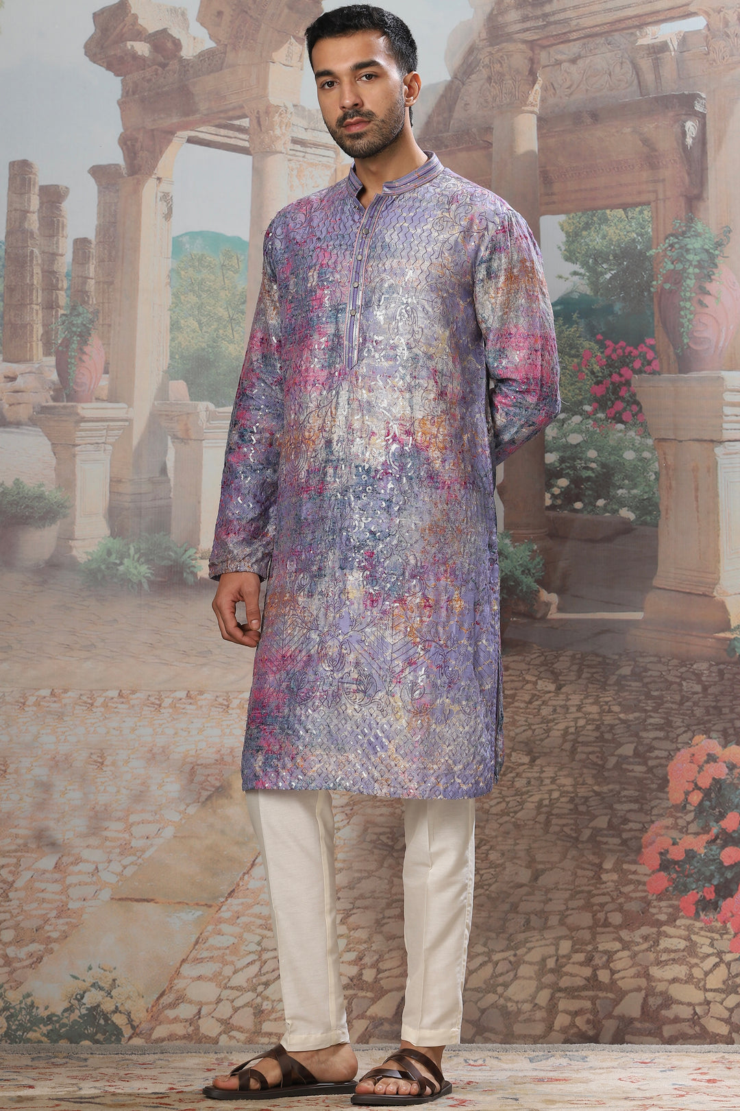 Rosewood Bloom Sequin Embroidered Kurta Set