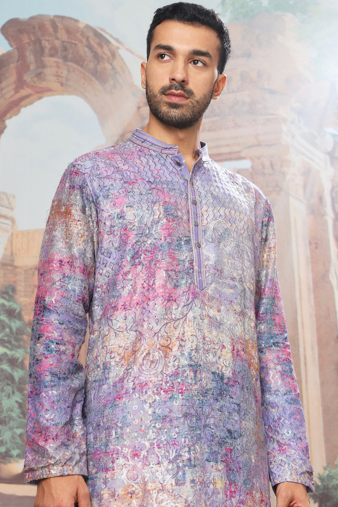 Rosewood Bloom Sequin Embroidered Kurta Set