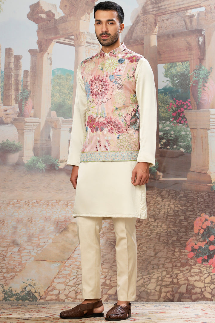 Primrose Gardenia Embroidered Kurta Bundi Set