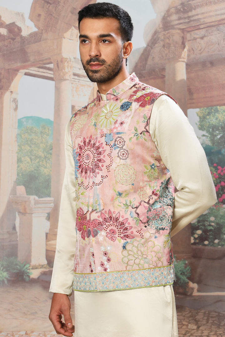 Primrose Gardenia Embroidered Kurta Bundi Set