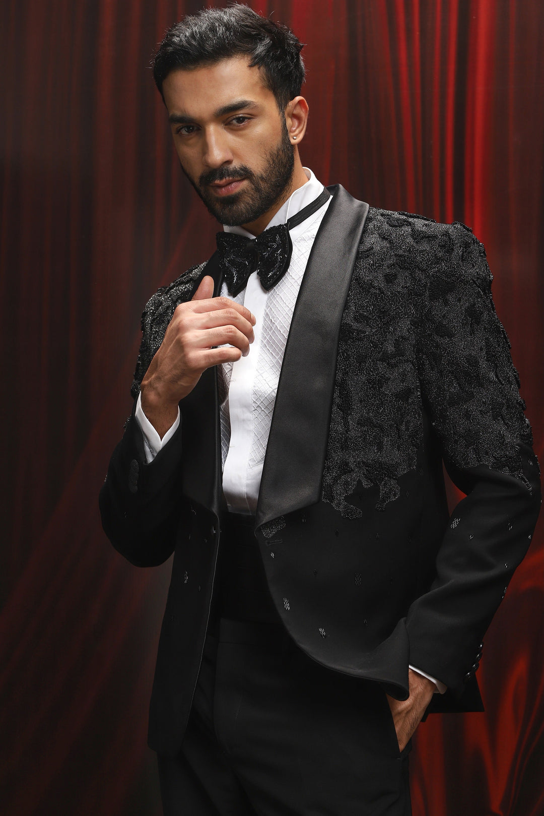 Inferno Midnight Embroidered Tuxedo Set