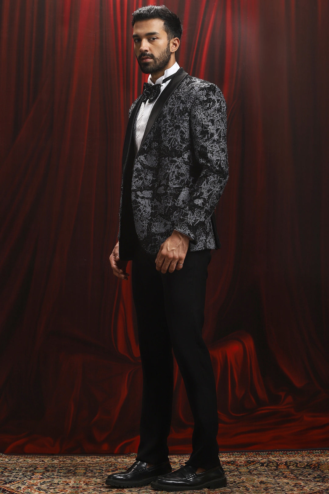 Starlit Whisper Embroidered Tuxedo Set